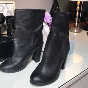 Black mid calf boots
